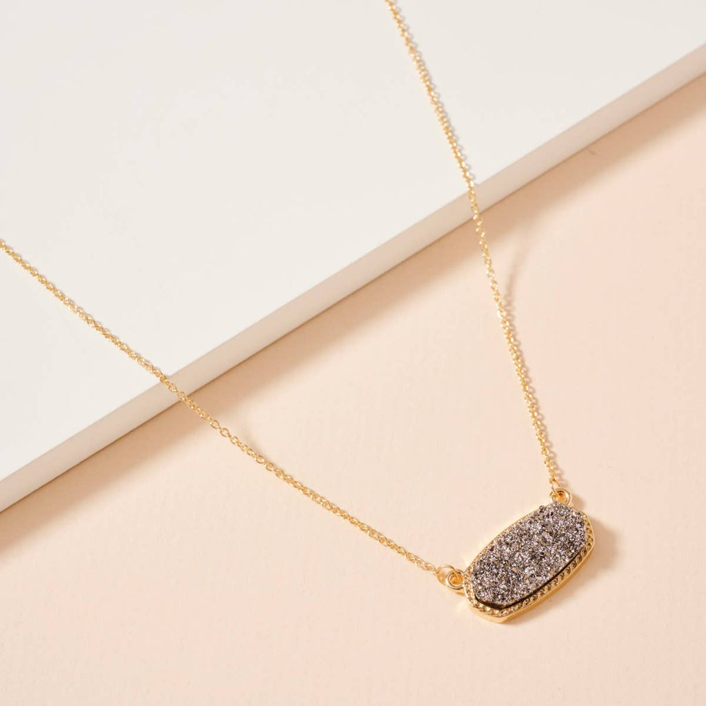 Druzy Stone Pendant Necklace