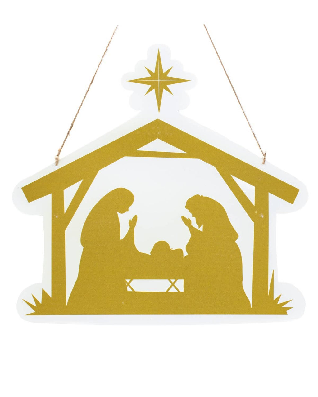 Nativity Silhouette Door Hanger   Gold   19.75x19