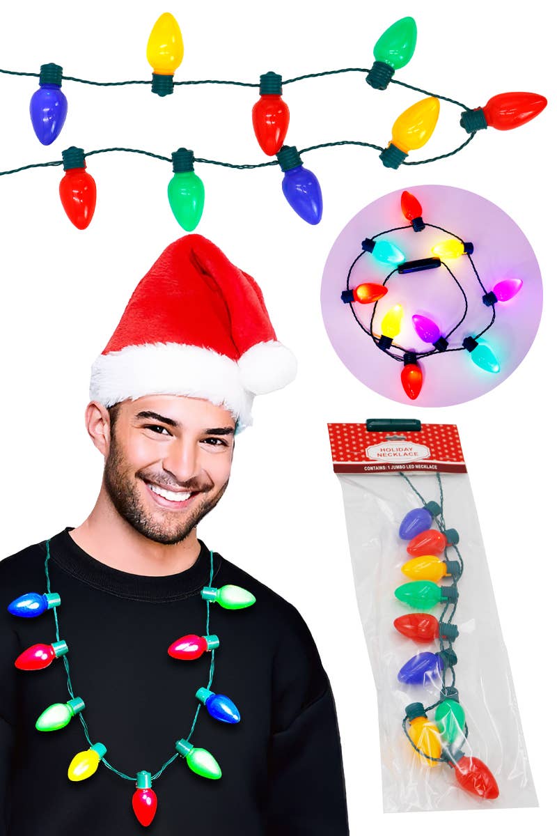 Christmas LED String Light Bulb Necklace - 9 Bulb