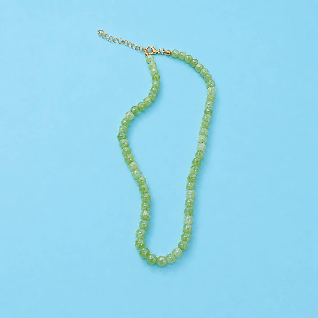 NATURAL AGATE GLASS SEMI PRECIOUS BEAD NECKLACE | 40NK9754