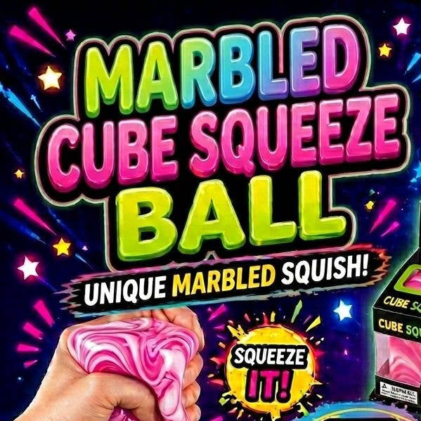 Marbled Cube Squeeze Ball – Viral Swirl Cubes