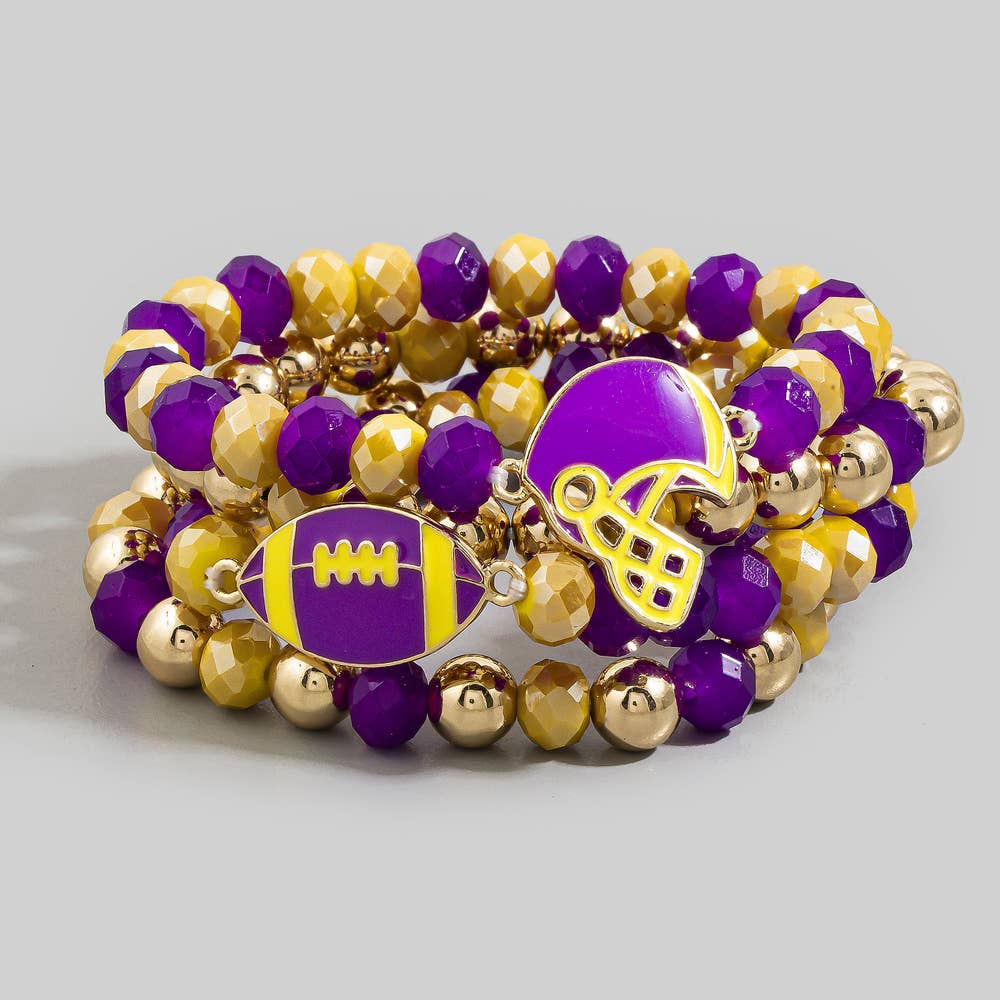 Enamel Football Charm Crystal Bead Bracelet