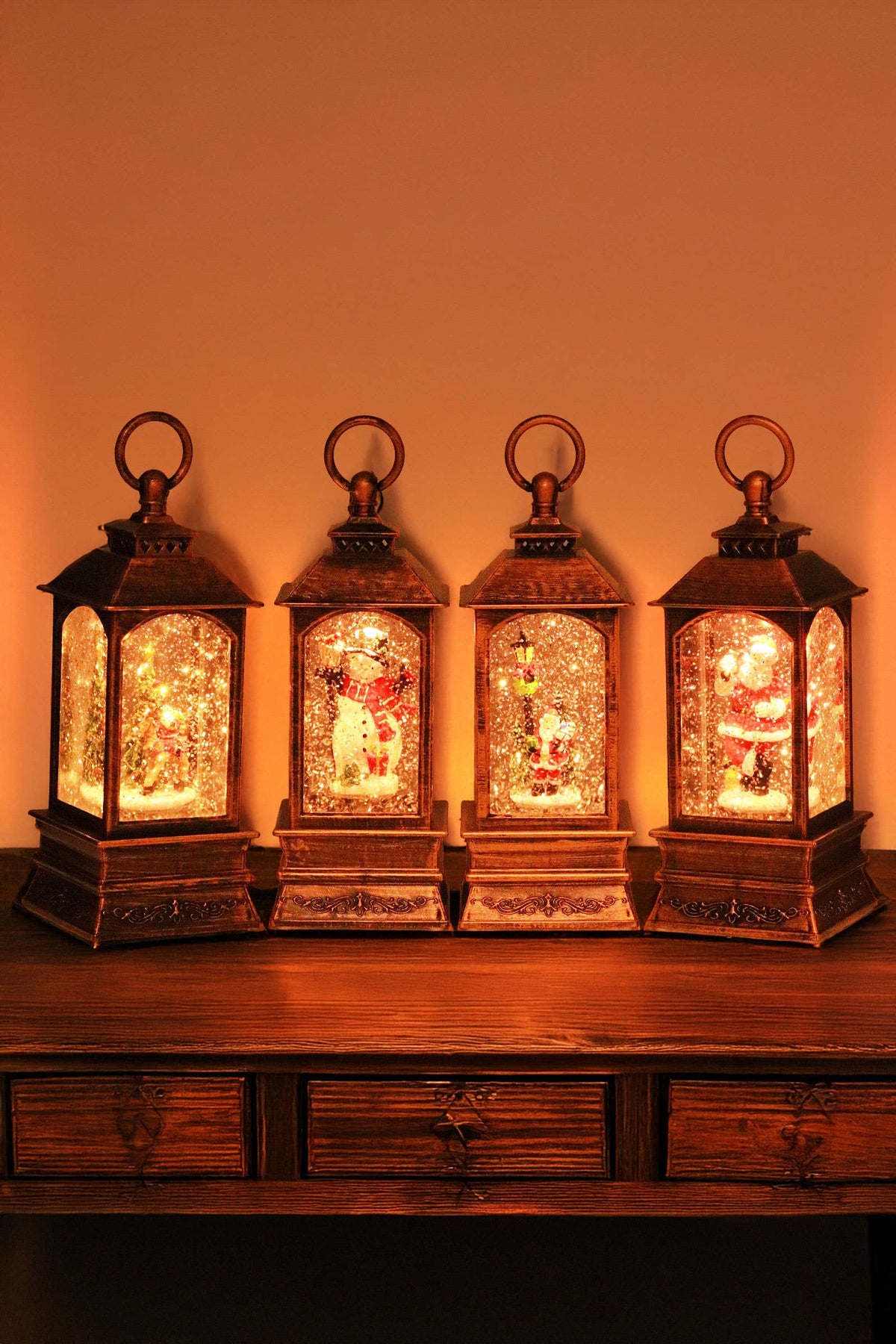 Vintage Christmas Glittering Music Led Lantern - Steady