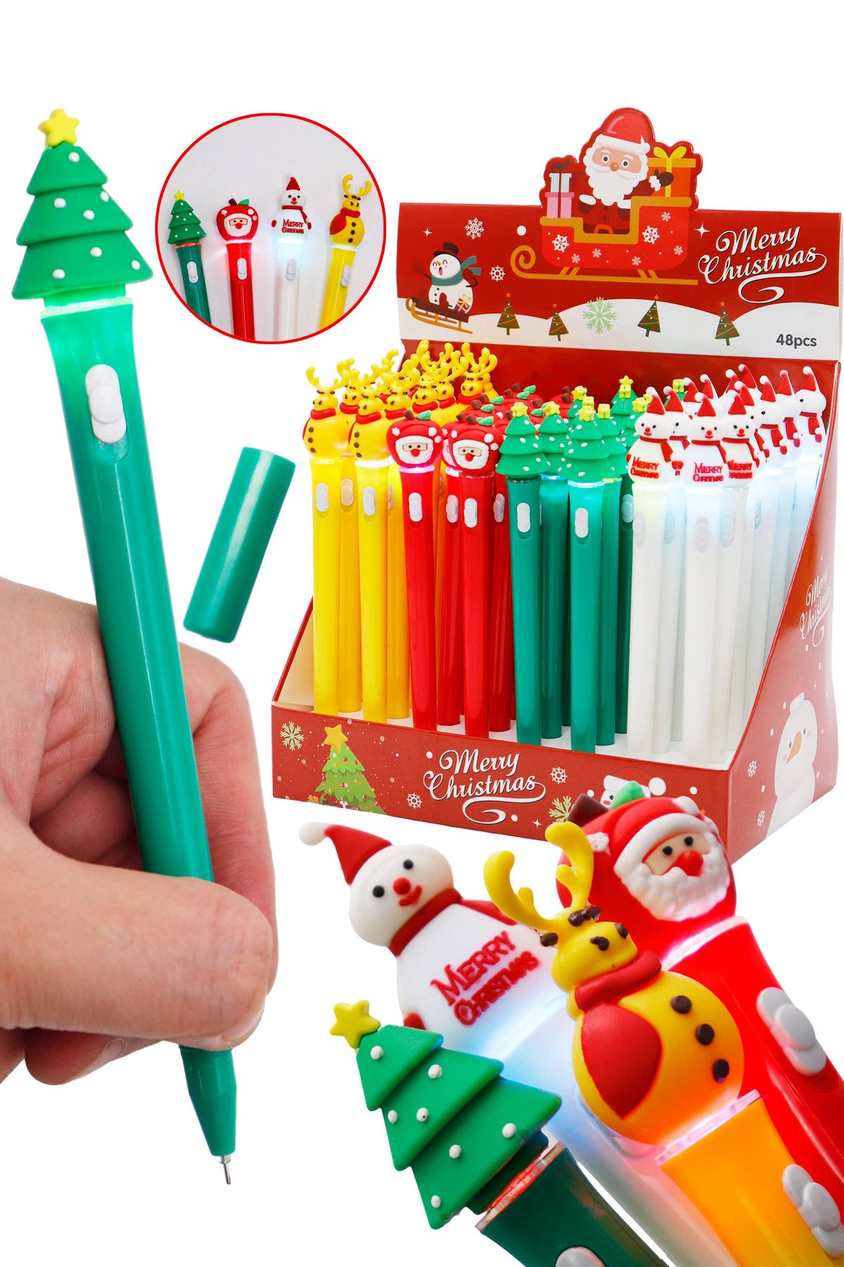 Christmas Led Light-up 0.7 mm Pen - 48 Pcs
