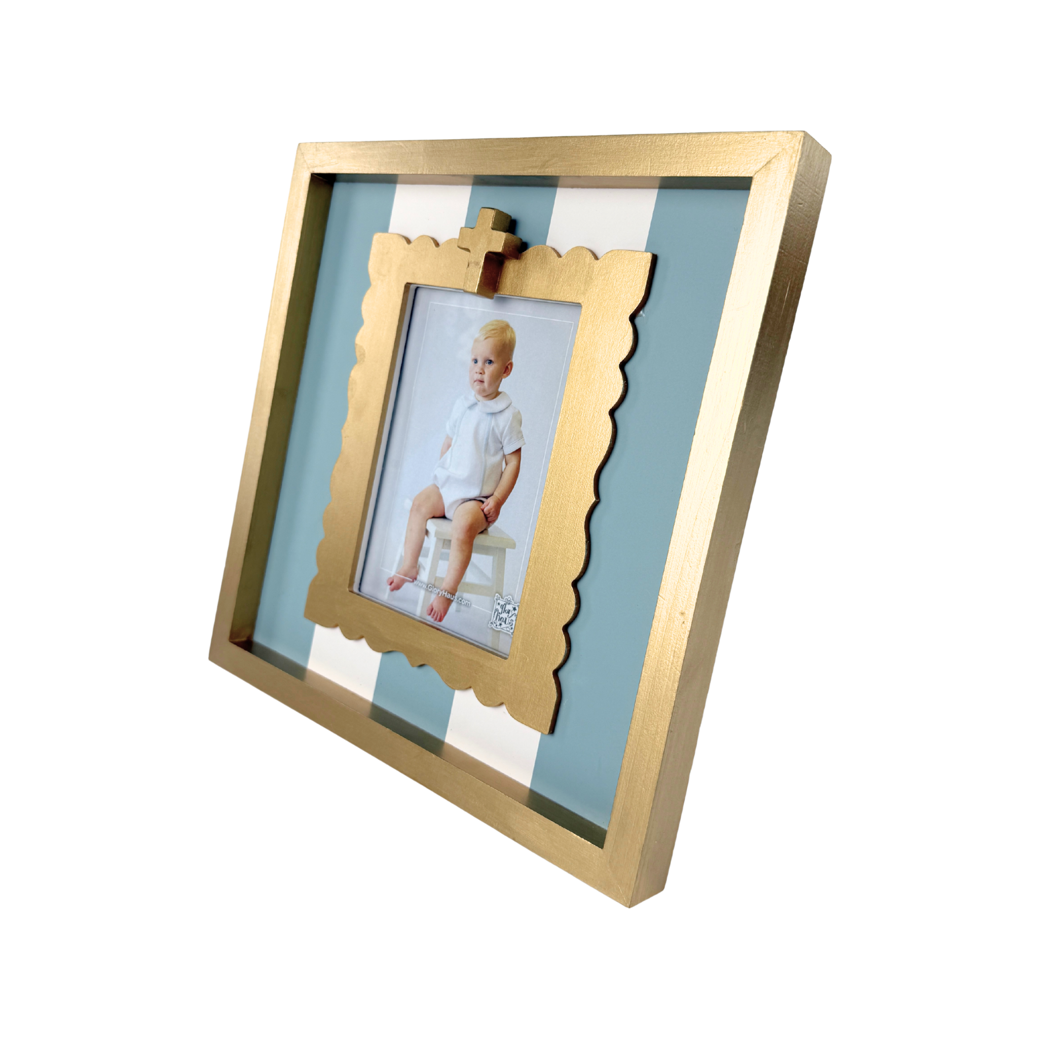 Gold Cross Striped Frame