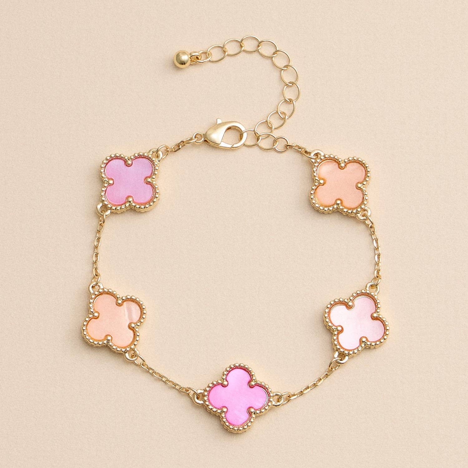 Colorful Shell Charm Bracelet with Gold Detailing
