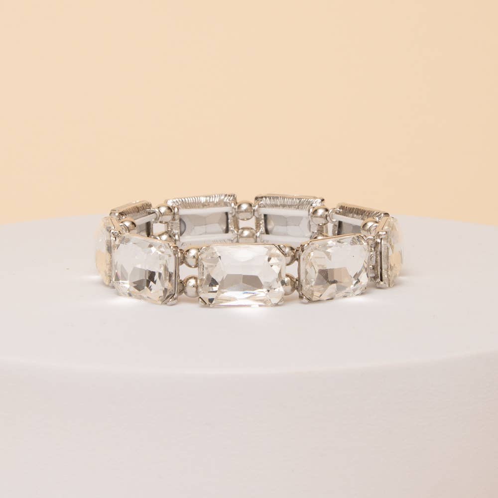 Emerald Cut Crystal Stretch Bracelet