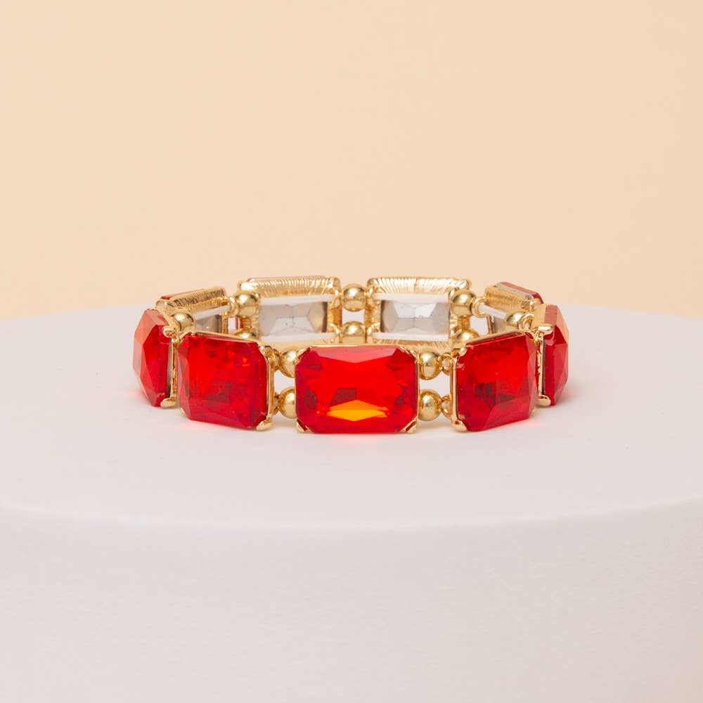 Emerald Cut Crystal Stretch Bracelet