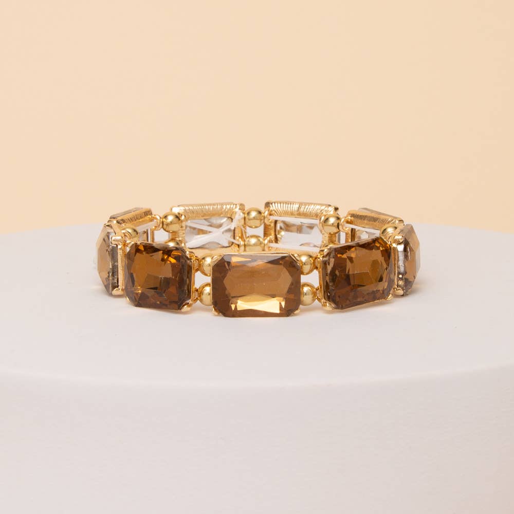 Emerald Cut Crystal Stretch Bracelet