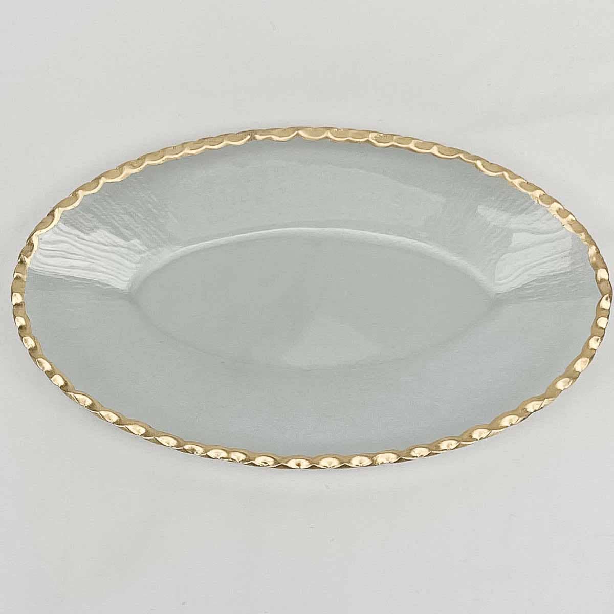 Cordova Oval Serving Tray   Clear/Gold   14x8.5