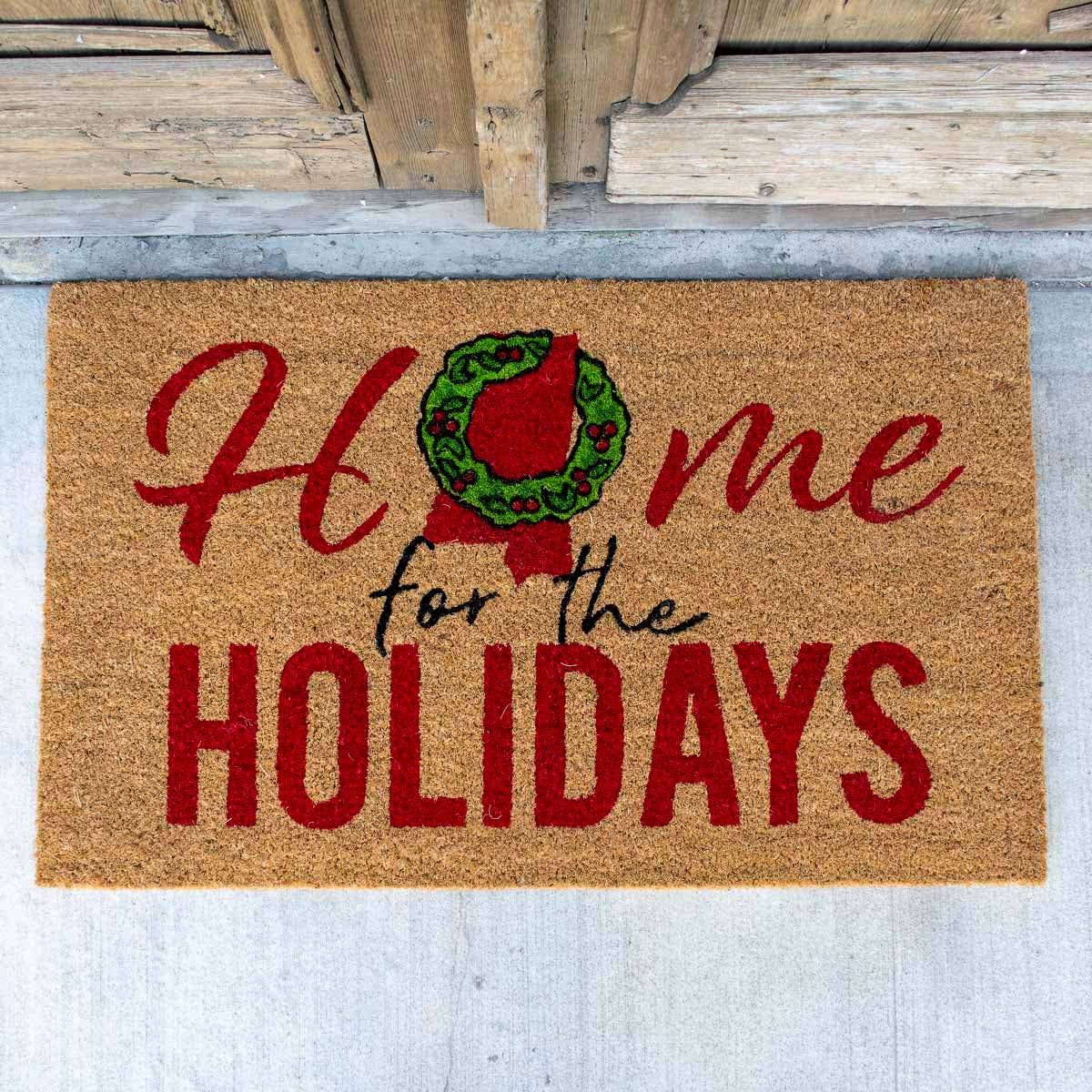 Mississippi Holidays Coir Doormat   Natural/White/Red   30x18