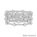 Water Resistant Set of 5 8MM & 4MM Silver Beaded Stretch Bracelets