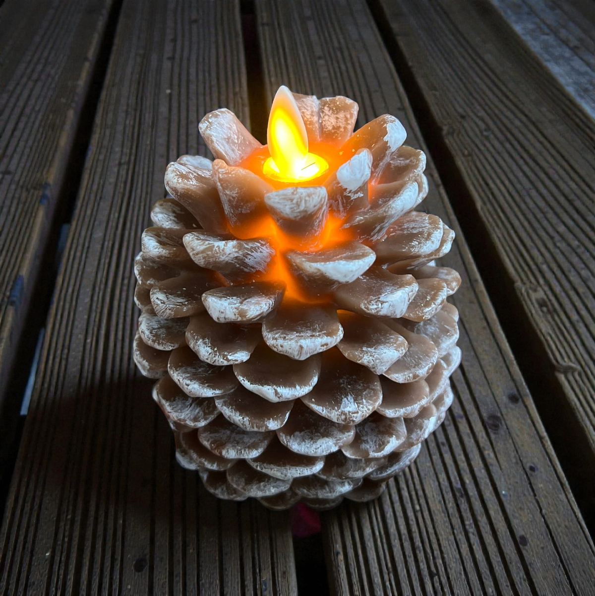 Pine Cone Moving Flame LED Candle 4x4.5in
