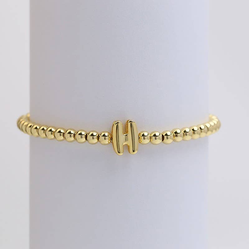 INITIAL MONOGRAM BUBBLE STRETCH BEAD BRACELET | 40B118