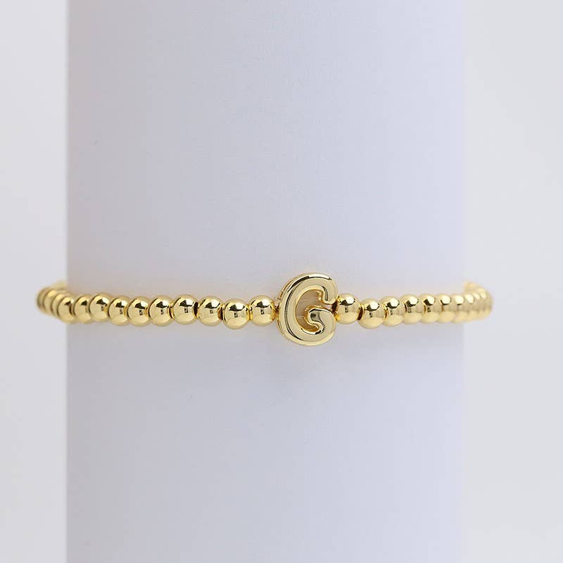 INITIAL MONOGRAM BUBBLE STRETCH BEAD BRACELET | 40B118