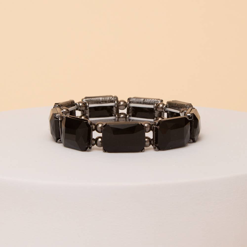 Emerald Cut Crystal Stretch Bracelet