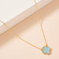 Flower Charm Druzy Stone Short Necklace