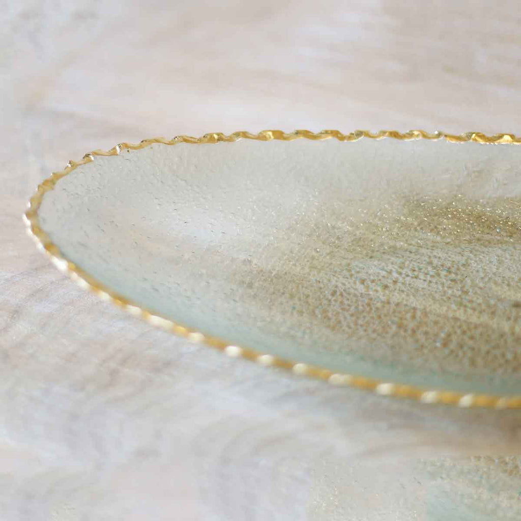 Fairbanks Oval Platter   Clear/Gold   21.25x2.5x9