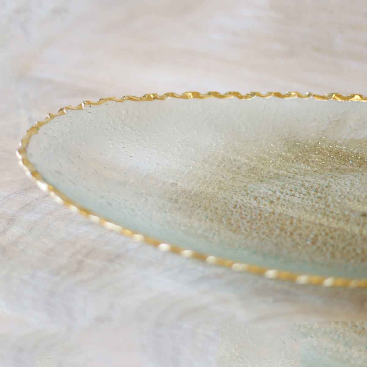 Fairbanks Oval Platter   Clear/Gold   21.25x2.5x9