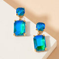 Blue Crystal Double Drop 1.25" Earring
