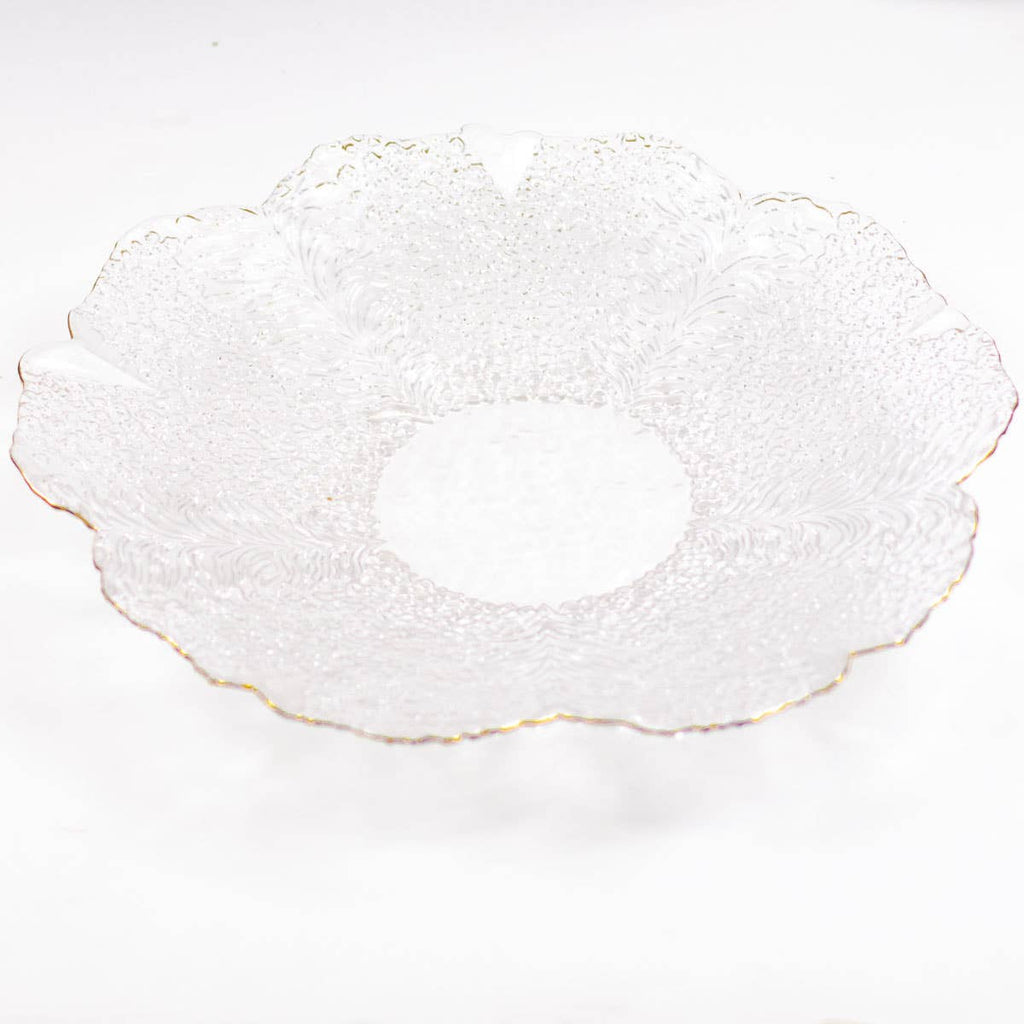 Cannes Glass Serving Bowl   Clear/Gold   12.5"