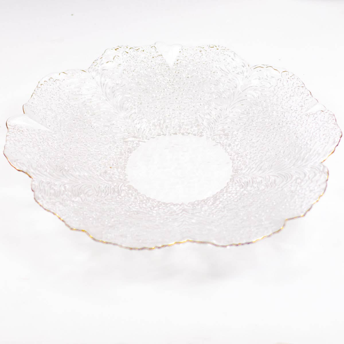 Cannes Glass Serving Bowl   Clear/Gold   12.5"