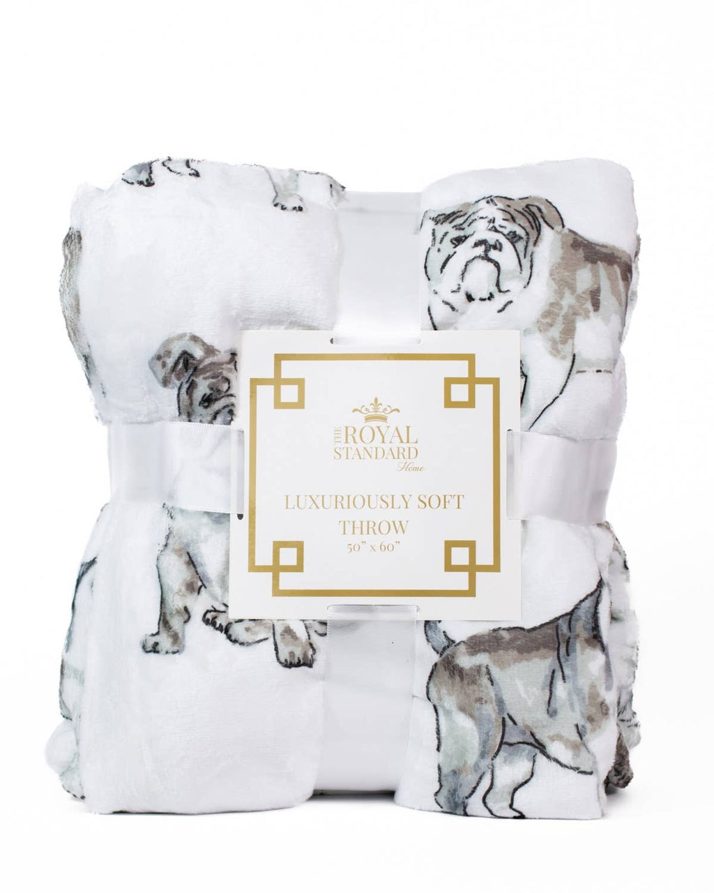 Forever Bulldog Throw   White/Multi   50x60