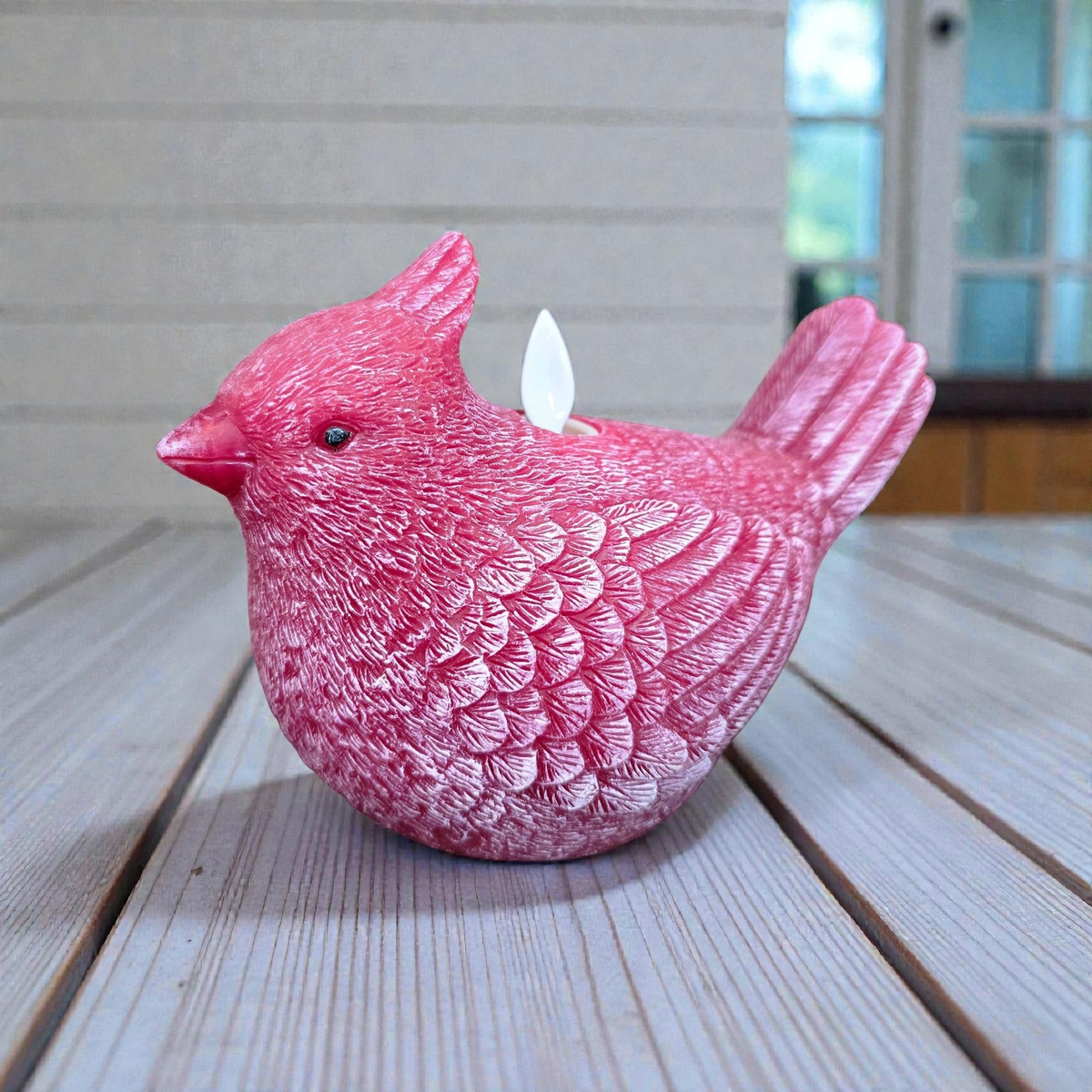 Cardinal Shaped Moving Flame LED Candle 6.1x4.3x3.5in