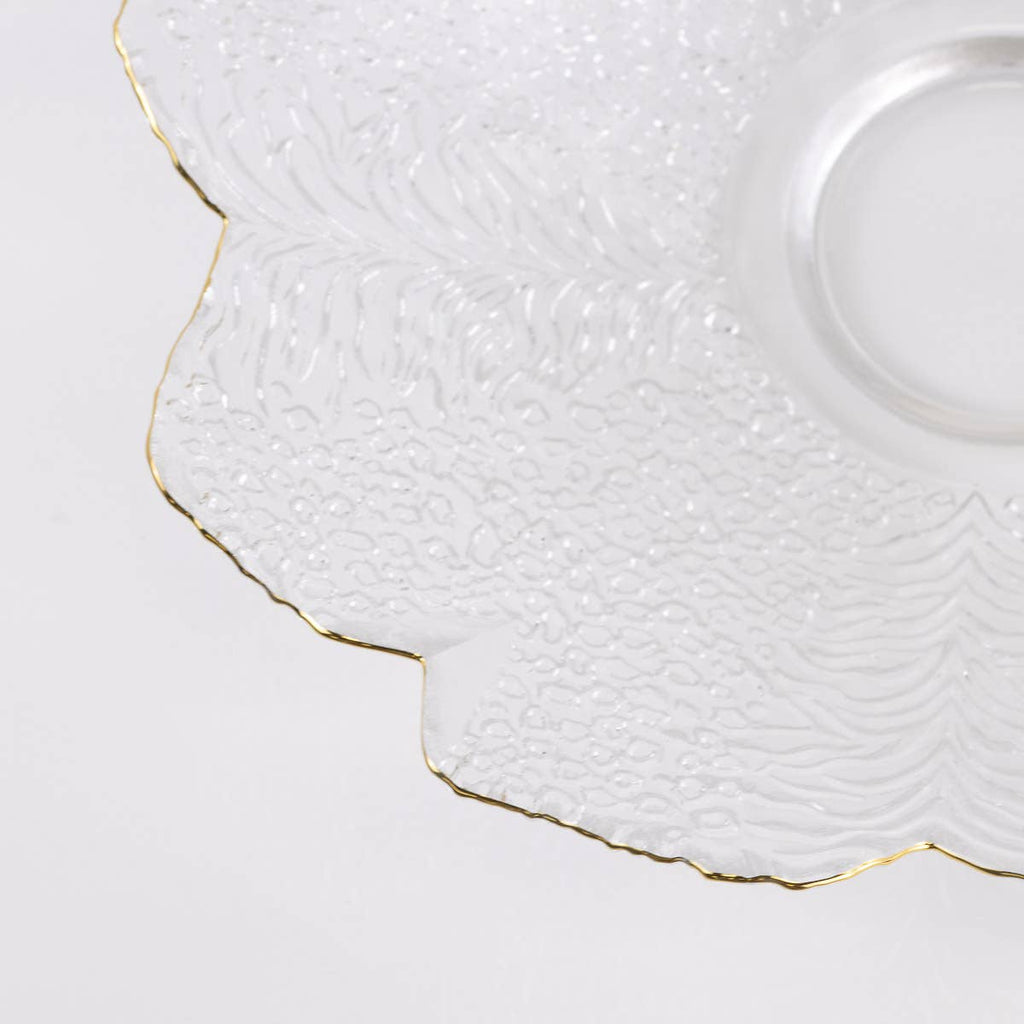 Cannes Glass Serving Bowl   Clear/Gold   13"