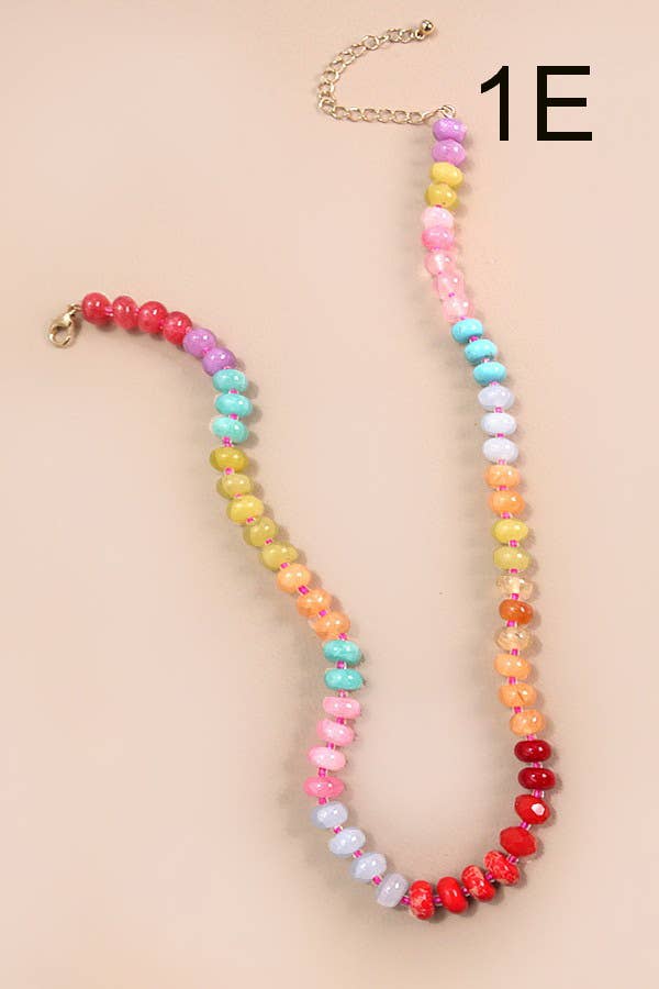 NATURAL AGATE GLASS SEMI PRECIOUS BEAD NECKLACE | 80N896