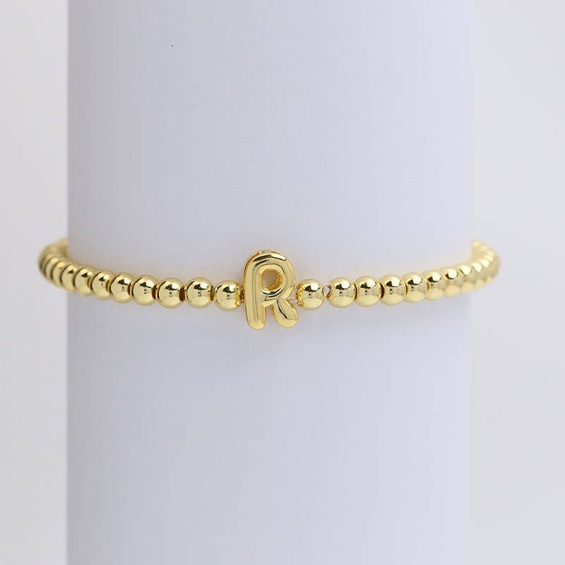 INITIAL MONOGRAM BUBBLE STRETCH BEAD BRACELET | 40B118