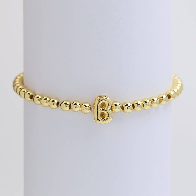 INITIAL MONOGRAM BUBBLE STRETCH BEAD BRACELET | 40B118
