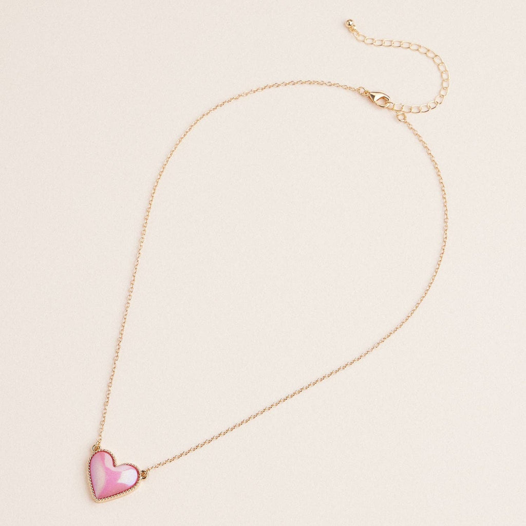 Heart Shaped Enamel Pendant Necklaces in Gold Chain