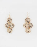 Hammered Gold Circles Drop 2" Earrings