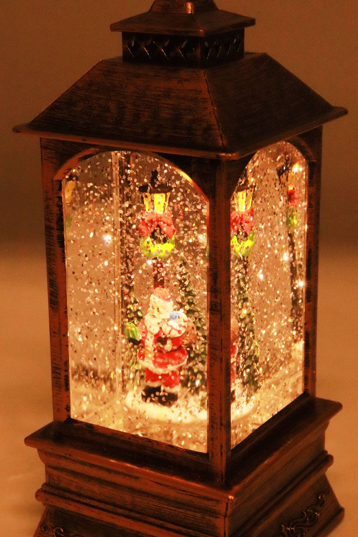Vintage Christmas Glittering Music Led Lantern - Steady