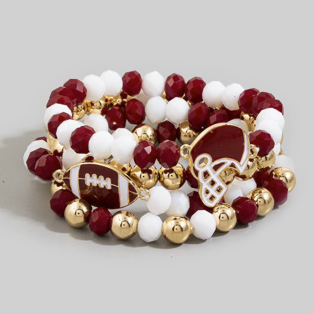 Enamel Football Charm Crystal Bead Bracelet