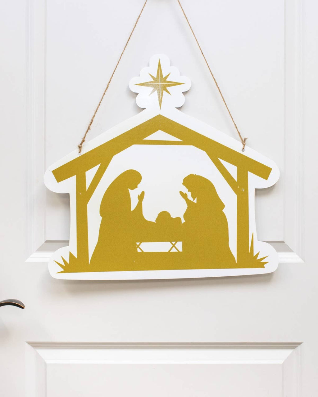 Nativity Silhouette Door Hanger   Gold   19.75x19